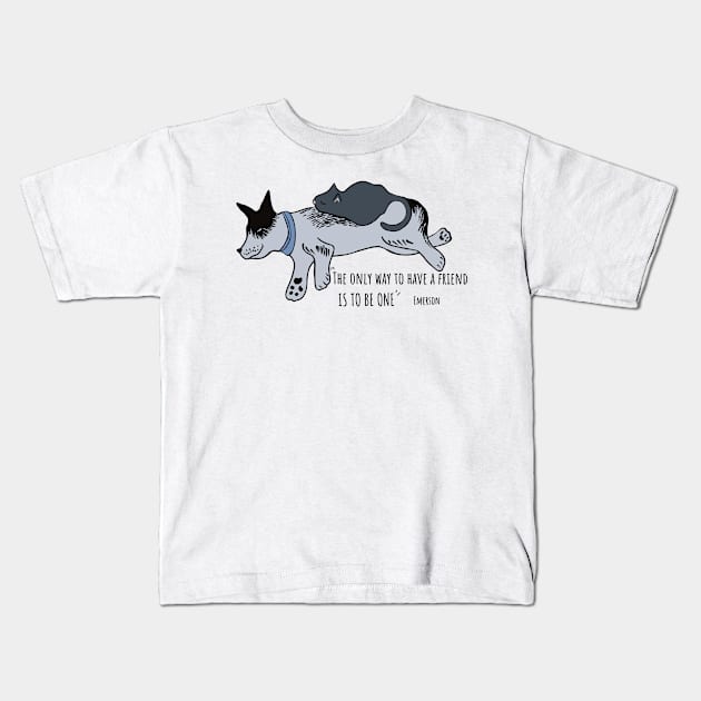 Emerson Quote on Friendship Kids T-Shirt by Janpaints